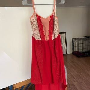 Red lacy semi formal sun dress